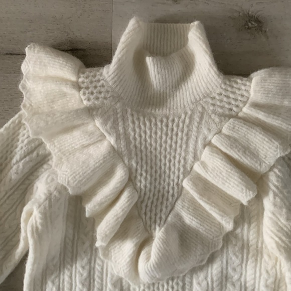 Madewell cable Winslow mockneck pullover antique cream size M Alpaca blend - Picture 4 of 9